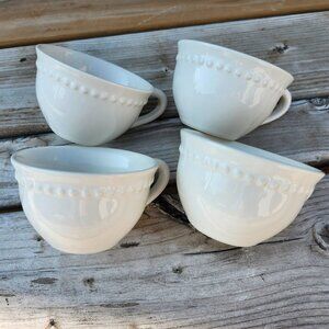 POTTERY BARN Emma Beaded Stoneware Dinnerware Set of Tea Cups